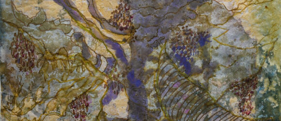 Irish Tree 2, mixed media on Japanese paper, 19wx30h