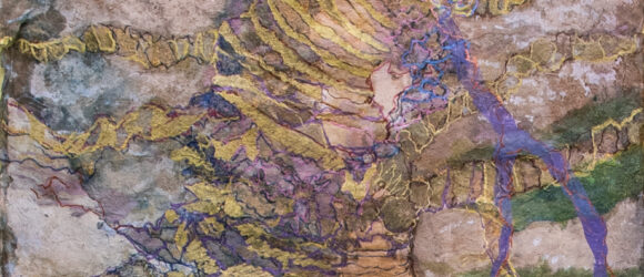 Irish Tree 3, mixed media on Japanese paper, 19w x 30h