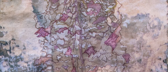 Irish Tree 4, mixed media on Japanese paper, 19w x 30h