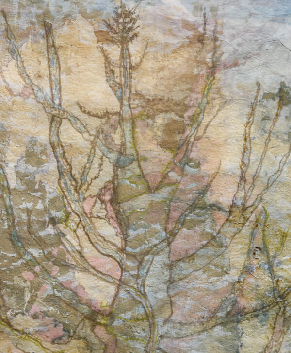 Irish Tree 1, detail, mixed media on Japanese paper, 19w x 30h