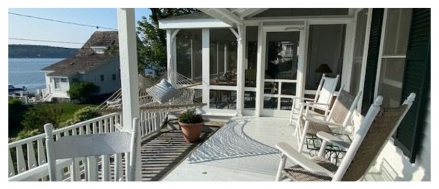 porch overlooking the sea in Maine, site of the Making Your Mark art journal retreat